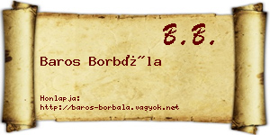 Baros Borbála névjegykártya