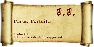 Baros Borbála névjegykártya
